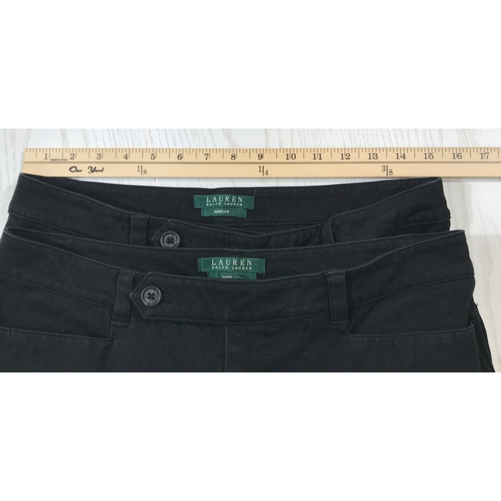 Lauren Ralph Lauren Chino Pants Women 8 Black Adele Dress Pant Straight 2 Pair - Picture 4 of 11
